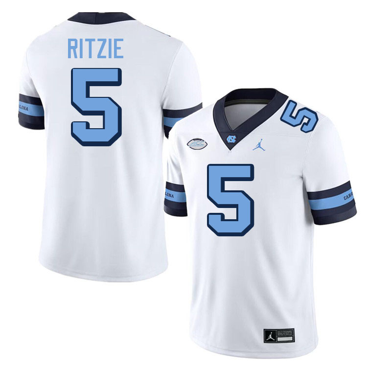 #5 Jahvaree Ritzie North Carolina Tar Heels Jerseys,Apparels,Uniforms Stitched-Alternate White